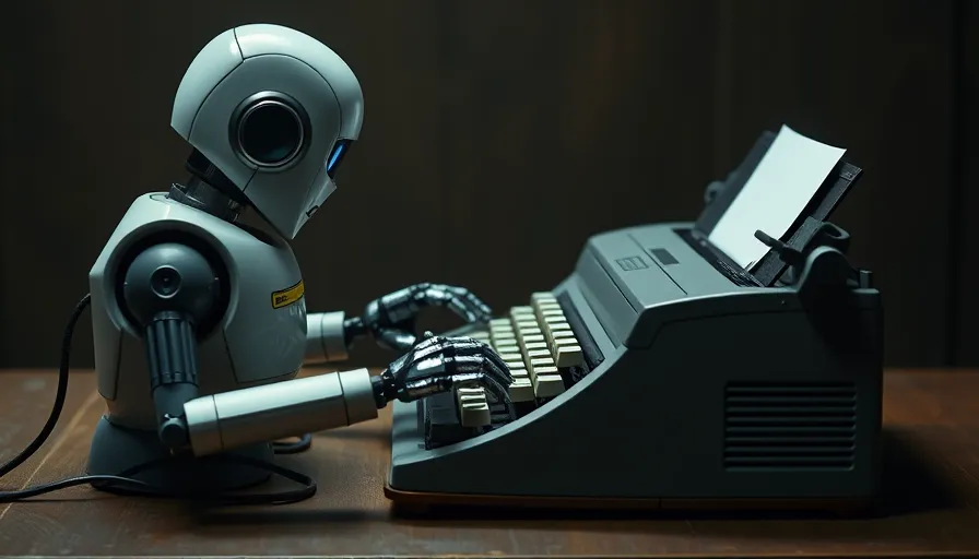 robot typing the old way