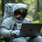 astronaut in the woods